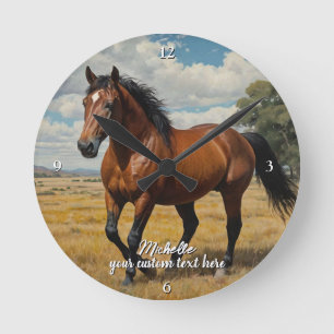 Modern Trendy Personalized Photo Horse Lover  Round Clock