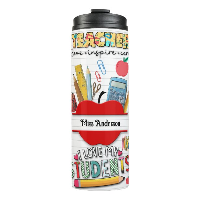 Modern Trendy Personalized Teacher  Thermal Tumbler (Front)
