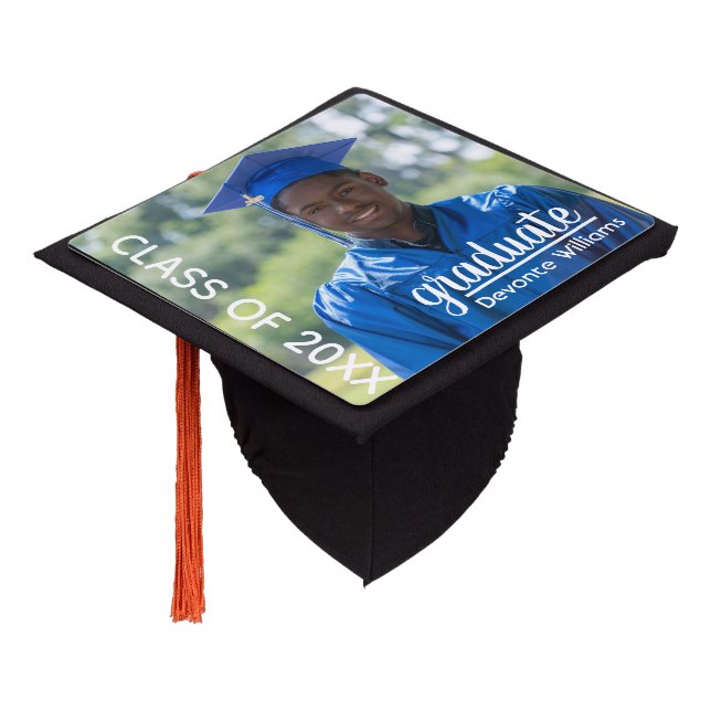 Modern Trendy Photo Graduation 2025 Graduation Cap Topper (Angled)