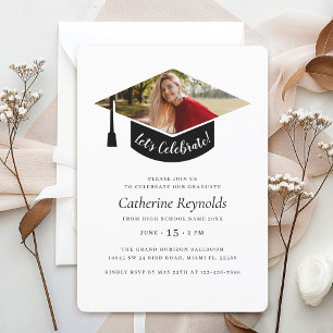 Modern Trendy Photo Graduation Party Invitation