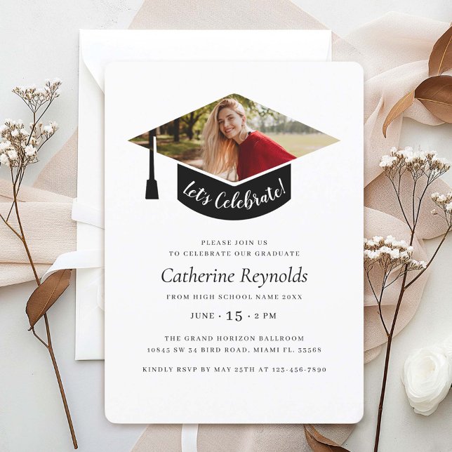 Modern Trendy Photo Graduation Party Invitation (Creator Uploaded)