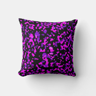 Modern Trendy Pink and Purple Camouflage Pattern Throw Pillow