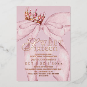 Modern & Trendy Pink Bow Sweet 16 Birthday
