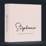 Modern Trendy Pink Monogram Name Script  Binder<br><div class="desc">Trendy Minimalist Modern Feminine Clean Blush Pink Stylish Monogram Name Signature Script Custom Personalized 3 ring Binder. This design featuring custom name in a beautiful cursive hand lettered style font signature typography (or calligraphy) on pastel dusty pink or light blush pink colour with a little peachy accent background. These are...</div>