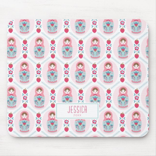 Modern Trendy Pink Pattern Mouse Pad (Front)