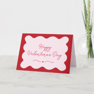 Modern Trendy Pink & Red Scalloped Valentine’s  Card