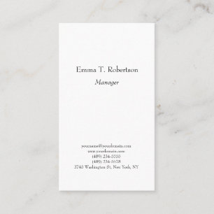 Modern trendy plain simple minimalist black white business card