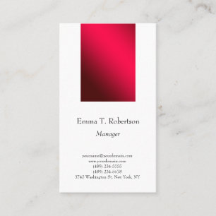 Modern trendy plain simple minimalist red white business card