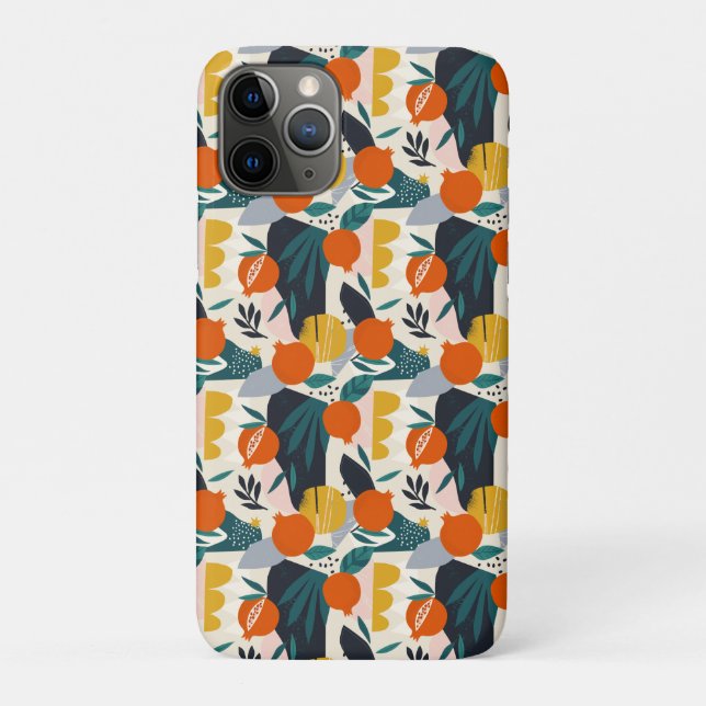 Modern Trendy Preppy Chic Apricot and Leaves Case-Mate iPhone Case (Back)