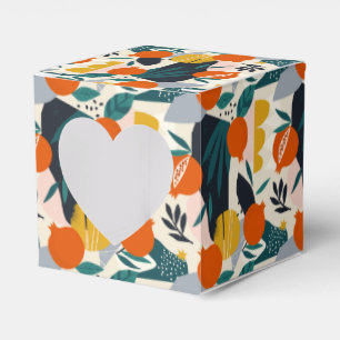 Modern Trendy Preppy Chic Apricot and Leaves Favor Box