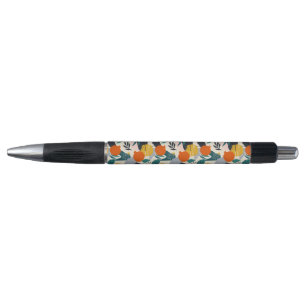 Modern Trendy Preppy Chic Apricot and Leaves Pen