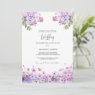 Modern Trendy Purple Lavender  Wedding Invitation
