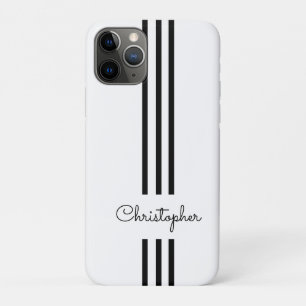 Modern Trendy Racing Stripes monogrammed iPhone 11 Pro Case