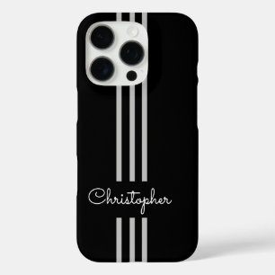 Modern Trendy Racing Stripes monogrammed iPhone 16 Pro Case