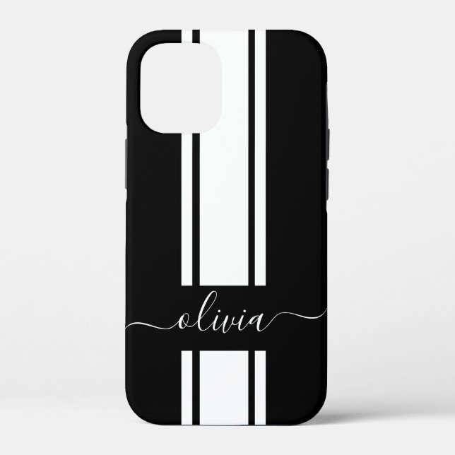 Modern Trendy Racing Stripes monogrammed  Case-Mate iPhone Case (Back)