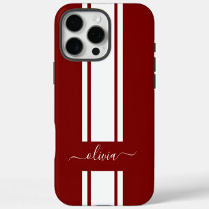 Modern Trendy Racing Stripes monogrammed iPhone 16 Pro Max Case
