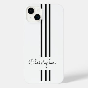 Modern Trendy Racing Stripes monogrammed  iPhone 14 Plus Case