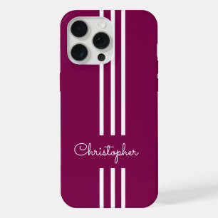 Modern Trendy Racing Stripes monogrammed iPhone 15 Pro Max Case