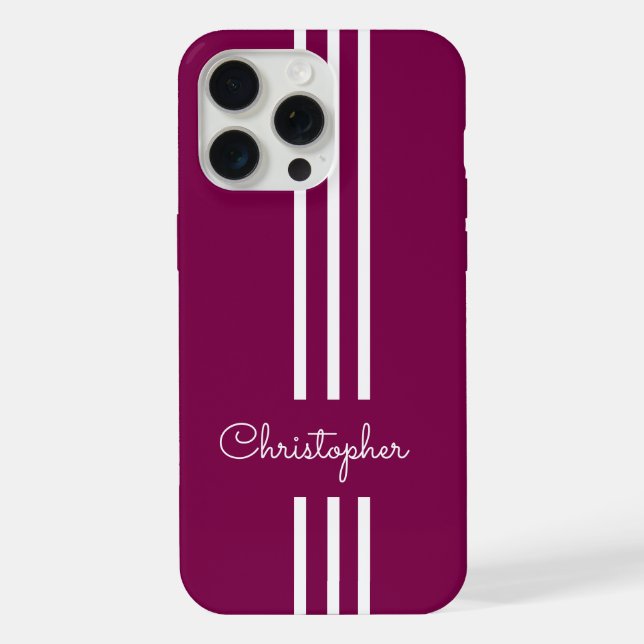 Modern Trendy Racing Stripes monogrammed  iPhone Case (Back)