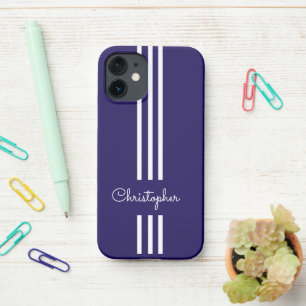Modern Trendy Racing Stripes monogrammed  iPhone 12 Mini Case