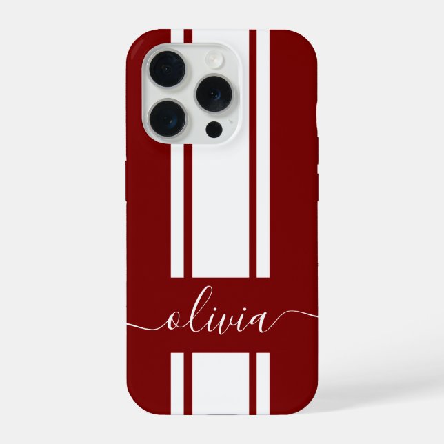 Modern Trendy Racing Stripes monogrammed  iPhone Case (Back)