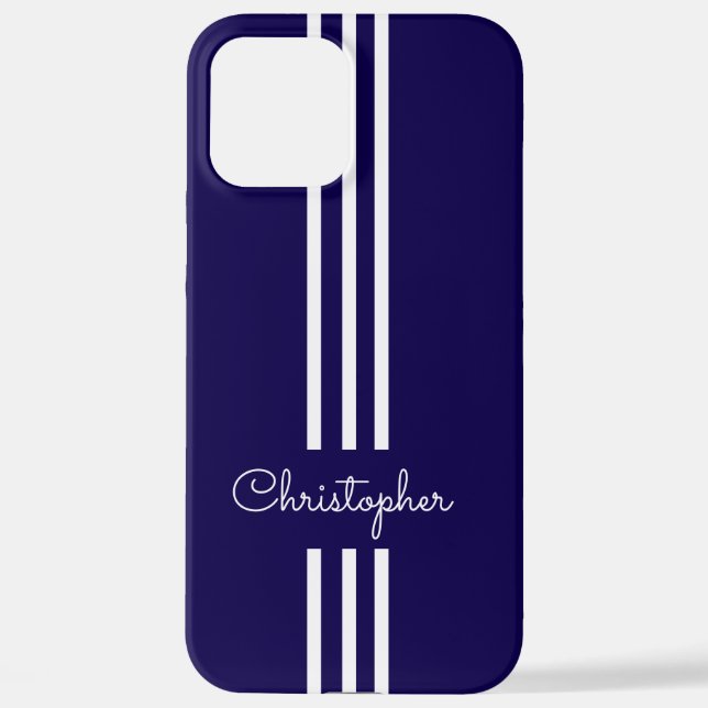 Modern Trendy Racing Stripes monogrammed  iPhone Case (Back)