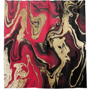 Modern trendy red black gold foil marble pattern