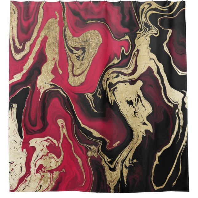 Modern trendy red black gold foil marble pattern (Front)