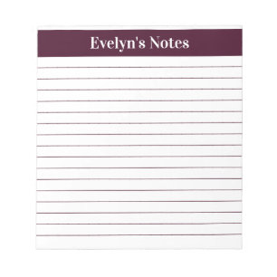 Modern Trendy Red Brown Script Large Print Notepad