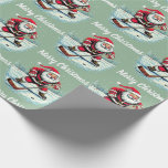 Modern Trendy Santa Playing Ice Hockey Wrapping Paper<br><div class="desc">This wrapping paper is perfect for adding a touch of trendy flair to your holiday gift-giving. Whether you're wrapping presents for family, friends, or colleagues, this unique design is sure to impress. Upgrade your holiday packaging and give your gifts the attention they deserve.</div>