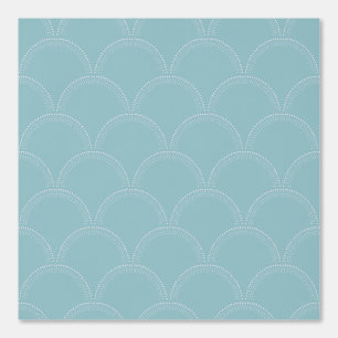 Modern trendy scallop shell sgraffito dusty blue wallpaper