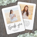 Modern Trendy Script 2 Photo Simple Thank You<br><div class="desc">Send a stylish note of gratitude with chic modern 2 photo black and white thank you cards. All pictures and wording on this template are simple to personalize for any occasion. If you prefer to hand write your message, simply delete the example text. (IMAGE PLACEMENT TIP: An easy way to...</div>