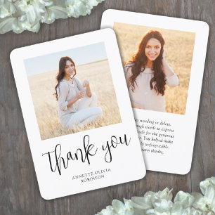 Modern Trendy Script 2 Photo Simple Thank You Card