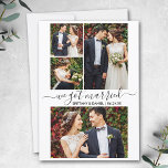 Modern Trendy Script 4 Photo We Got Married  Announcement<br><div class="desc">Modern Trendy Calligraphy Script We Got Married Wedding 4 Photo Wedding Announcement Card</div>