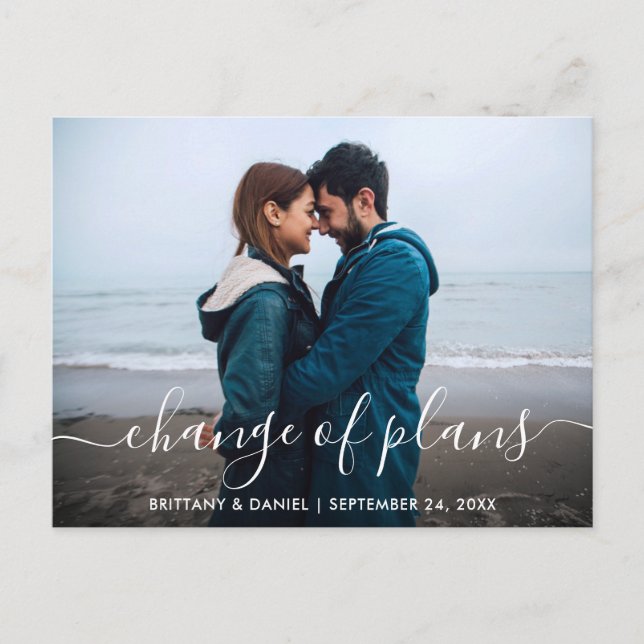 Modern Trendy Script Change of Plans Photo Postcard (Front)