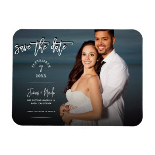 Modern Trendy Script Photo Save the Date Wedding  Magnet