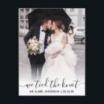 Modern Trendy Script We Tied The Knot Overlay Postcard<br><div class="desc">Modern Trendy Calligraphy We Tied The Knot Wedding Photo Wedding Announcement Postcard</div>
