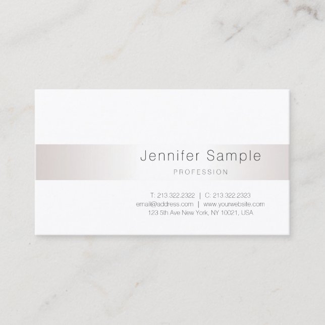Modern Trendy Silver Look Simple Design Luxury Business Card (Front)