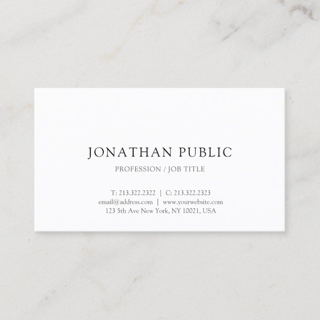 Modern Trendy Simple Design Elegant Template Business Card (Front)