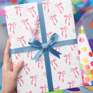 Modern Trendy Simple Elegant Pink Bow Wrapping Paper