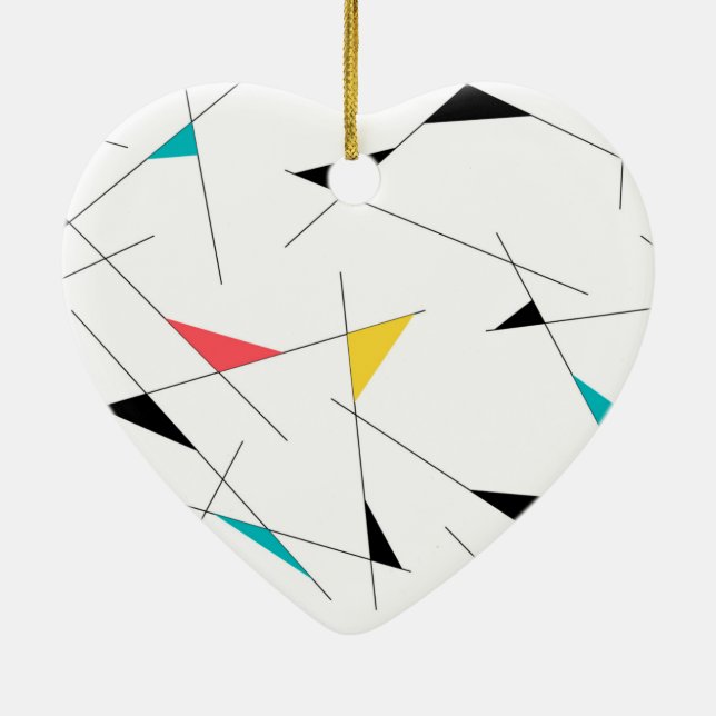 Modern, trendy, simple, fun geometric graphic ceramic ornament (Back)