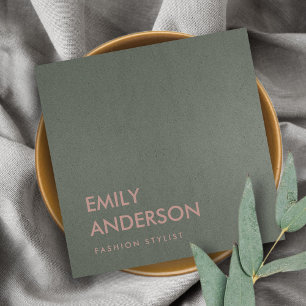 MODERN TRENDY SIMPLE MINIMAL FAUX DARK SILVER GREY SQUARE BUSINESS CARD