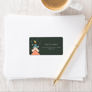 Modern Trendy Snow Christmas Tree Label