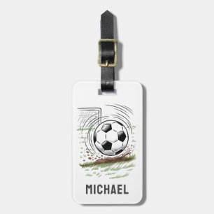 Modern Trendy Soccer Ball Football Personalized Luggage Tag