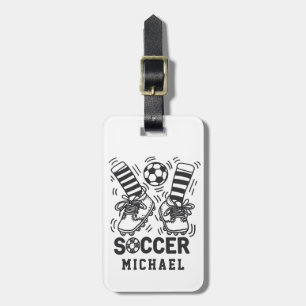 Modern Trendy Soccer Ball Football Personalized Luggage Tag