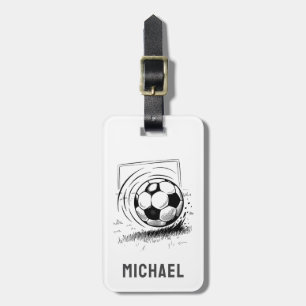 Modern Trendy Soccer Ball Football Personalized    Luggage Tag