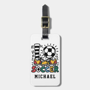 Modern Trendy Soccer Ball Football Personalized Luggage Tag