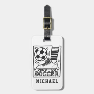 Modern Trendy Soccer Ball Football Personalized Luggage Tag