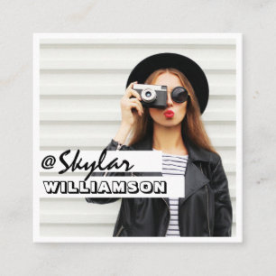Modern Trendy Social Media Follow Me Photo Square Business Card