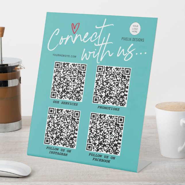 Modern trendy social media QR code business sign (In SItu)